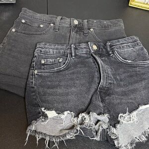 Bundle of 2 Stylish Black Denim Jean Shorts High Rise Shorts Size 28 and 8 Zara